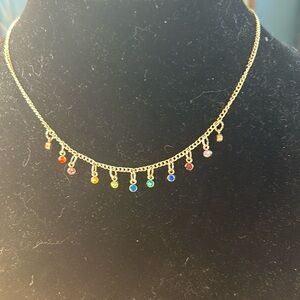 vintage necklace choker style with colorful small stones